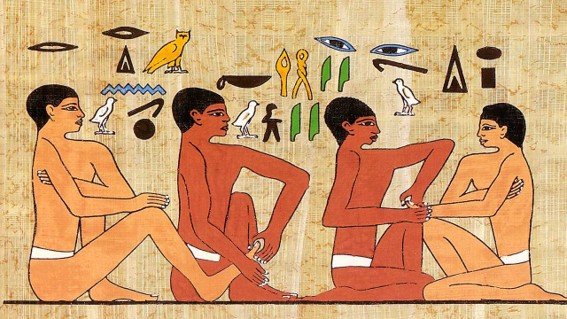 Cena egípcia associada à história da Reflexologia Podal