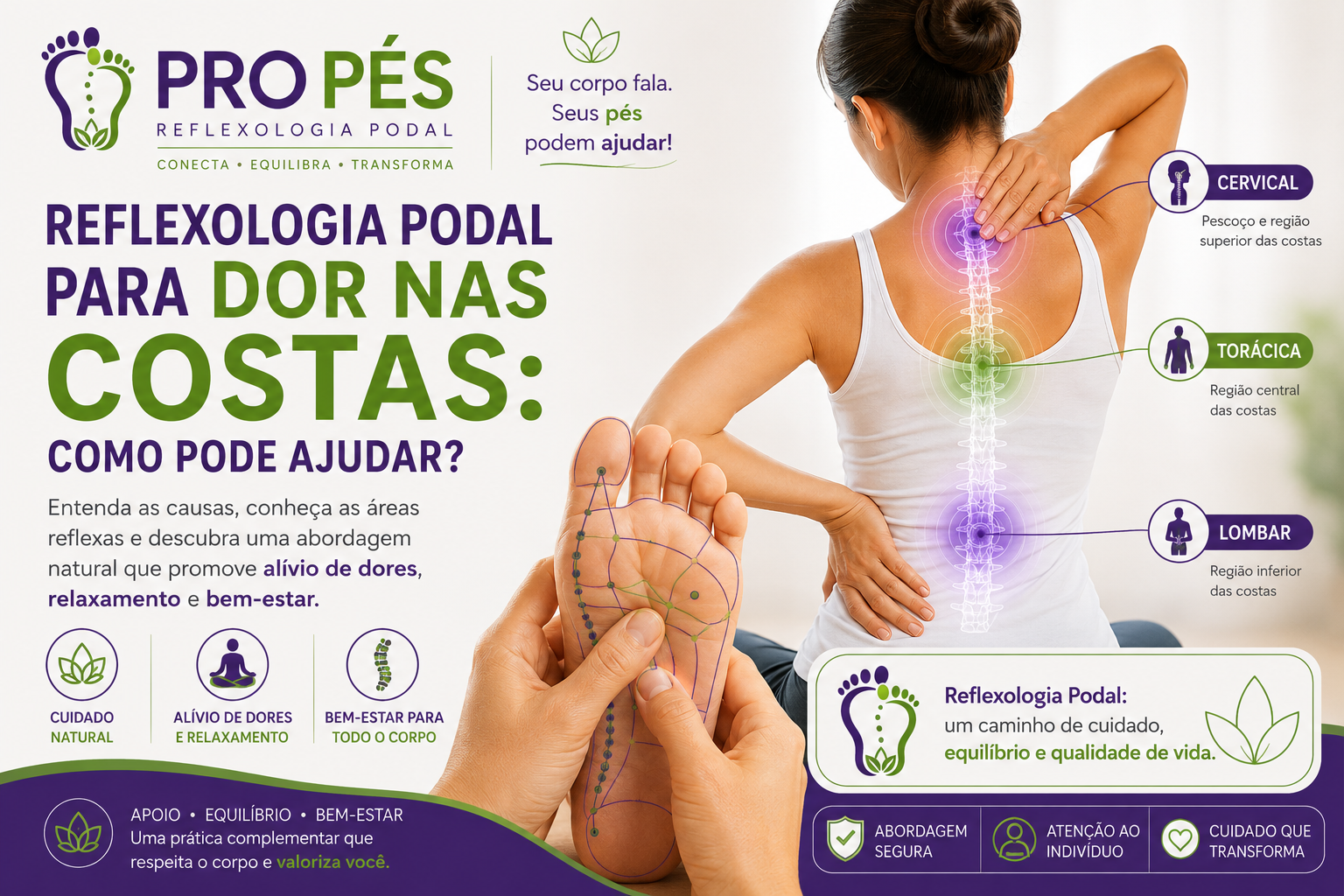 Reflexologia Podal para dor nas costas e alívio de dores